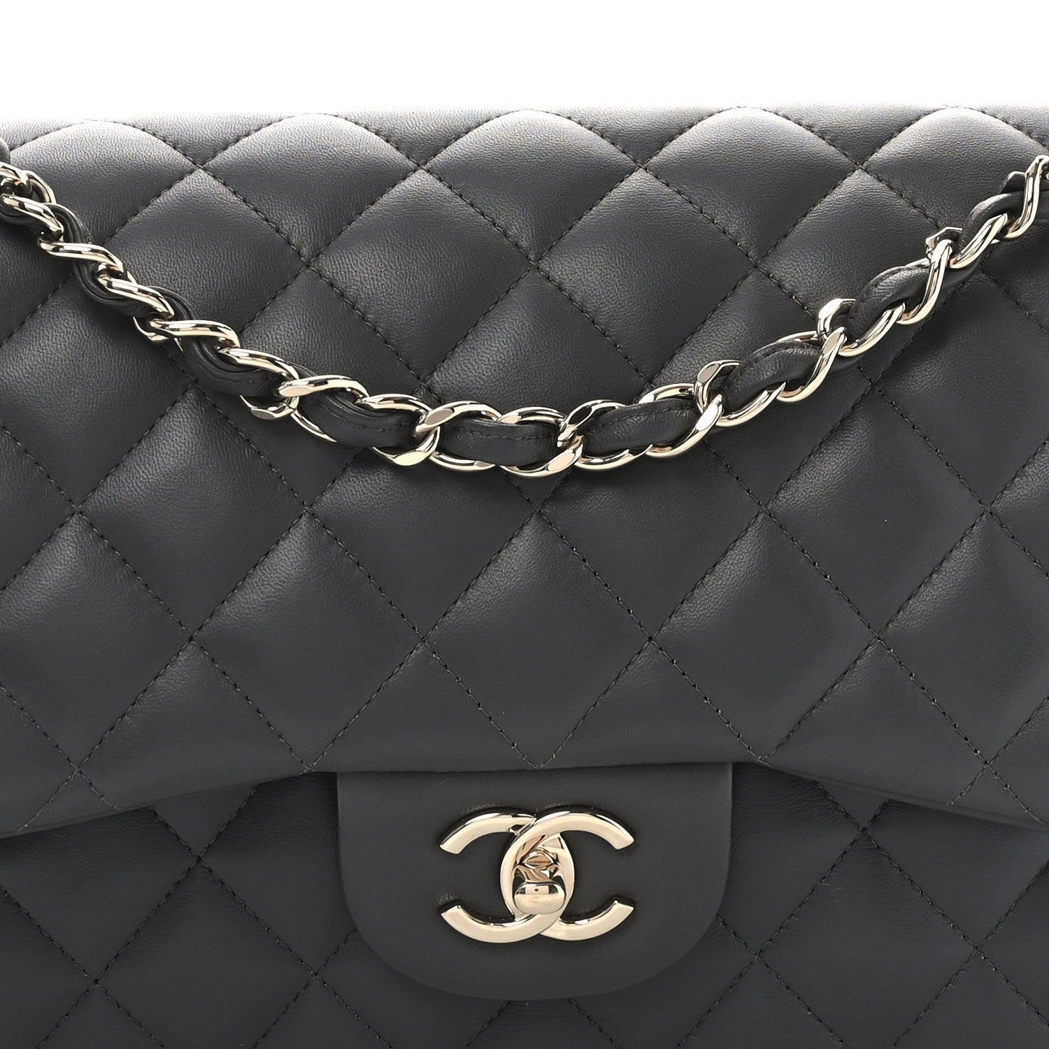 Chanel Lambskin Quilted Jumbo Double Flap Dark Grey 8 of 10