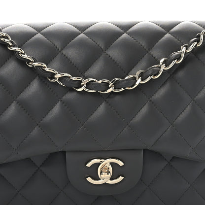 Chanel Lambskin Quilted Jumbo Double Flap Dark Grey 8 of 10