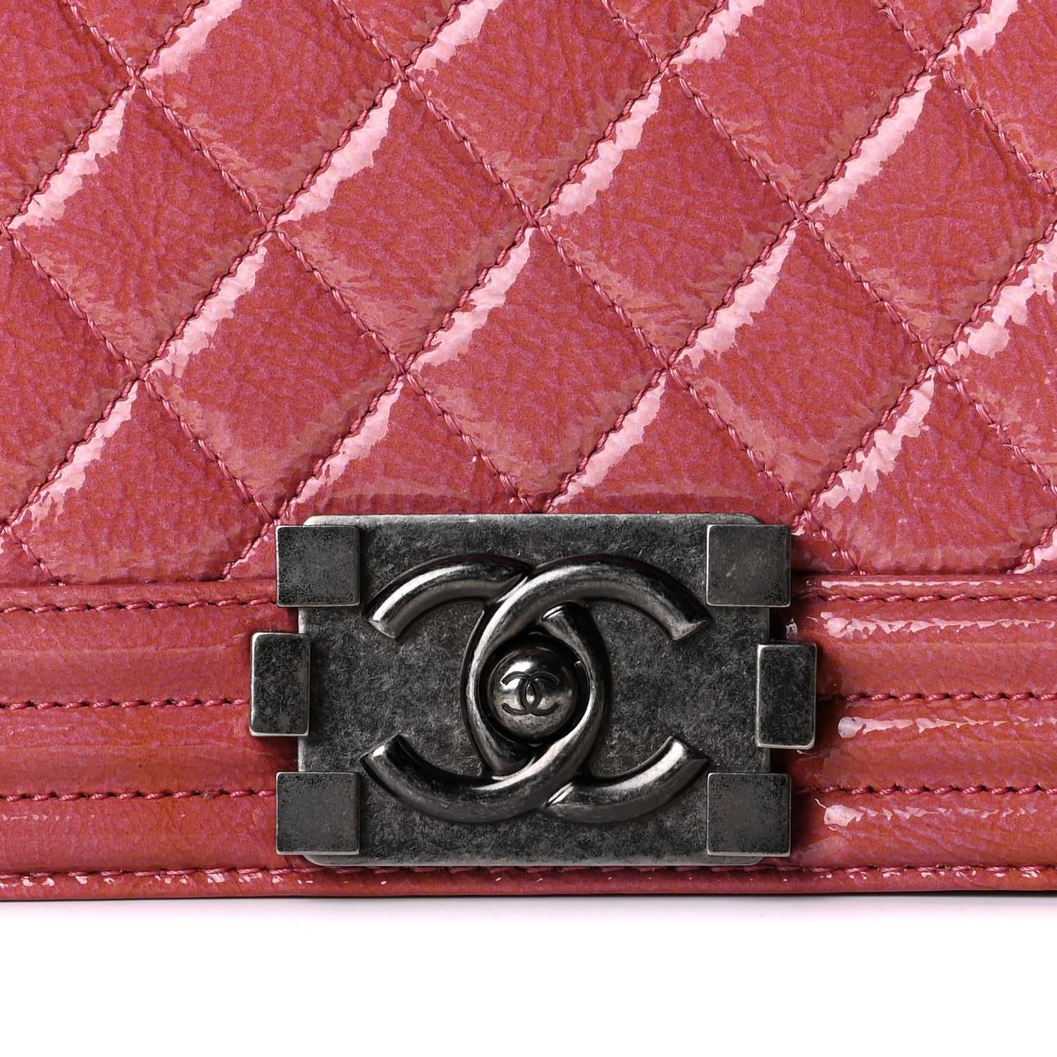 Chanel Distressed Patent Quilted Medium Boy Flap Pink 10 of 10