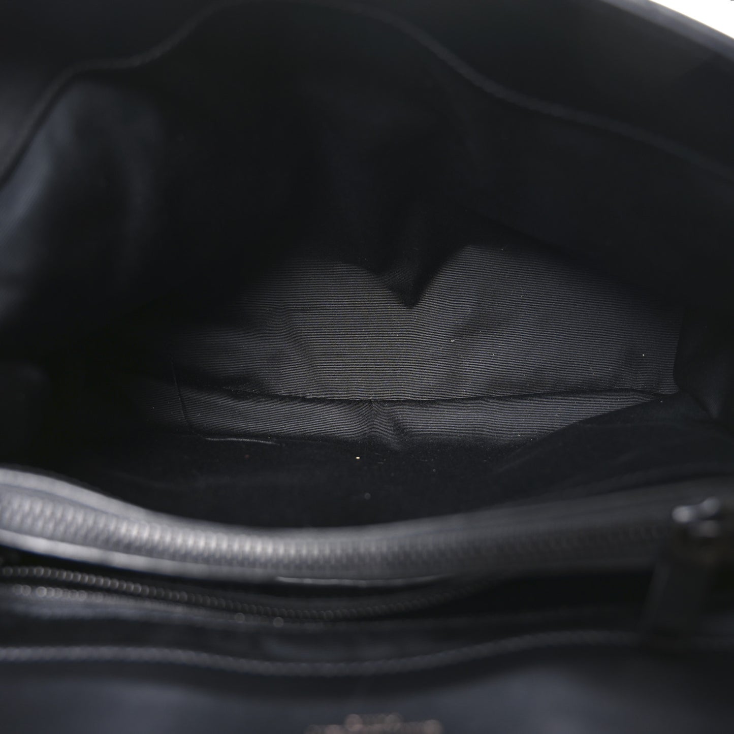 Calfskin Y Quilted Monogram Monochrome Medium Loulou Chain Satchel Black