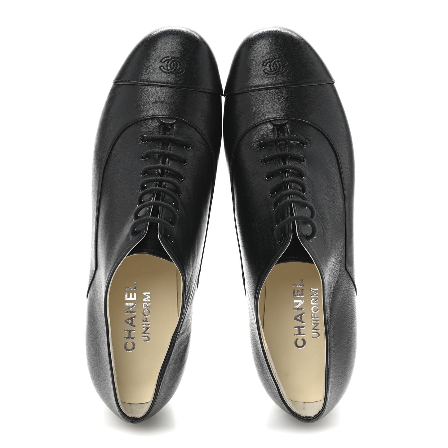 Smooth Lambskin Lace Up Shoes 39 Black