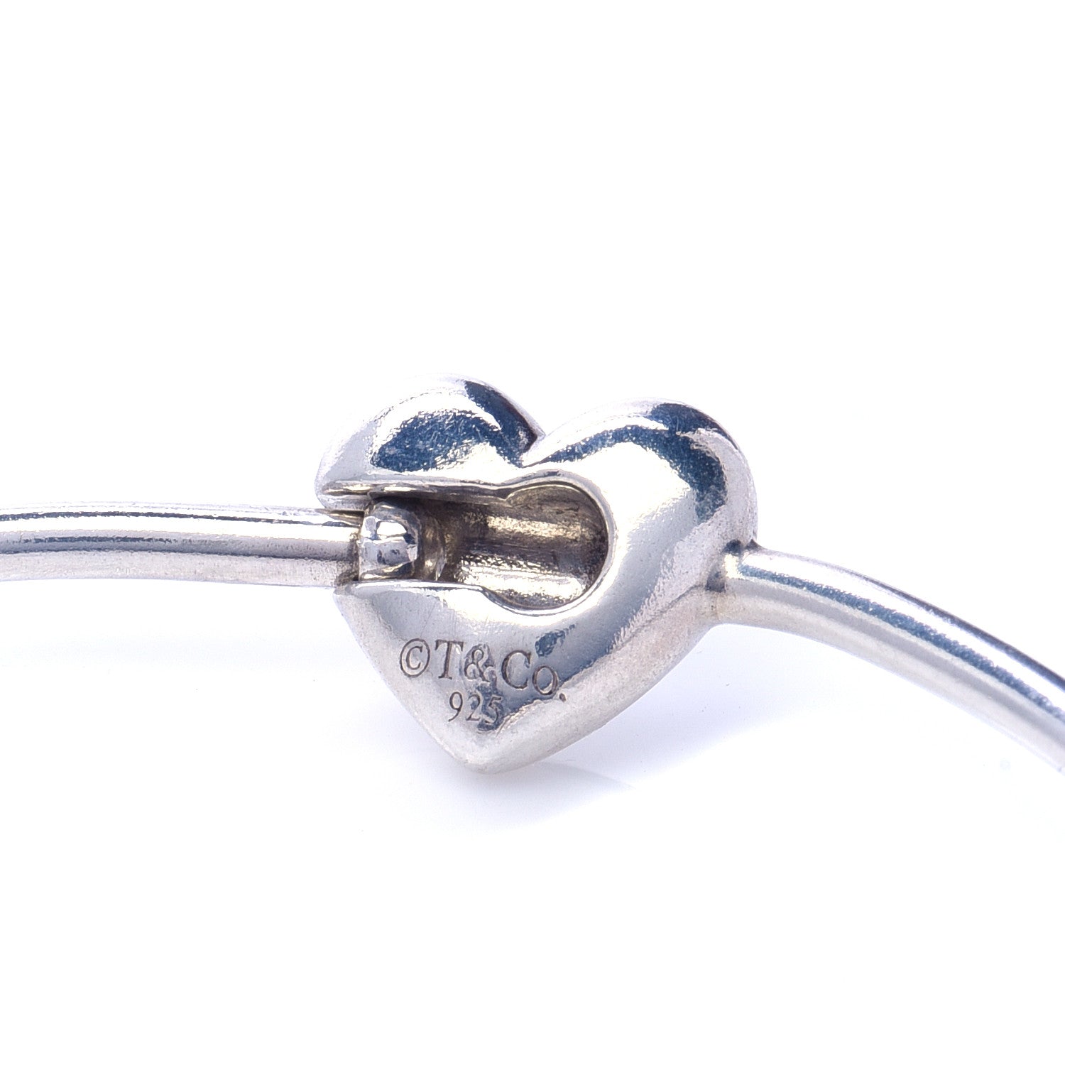 Tiffany Sterling Silver Puffy Heart Bangle Bracelet 4 of 6