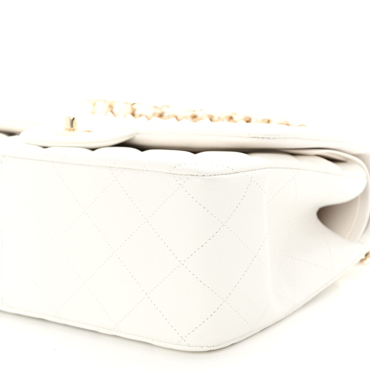 Caviar Quilted Jumbo Double Flap White