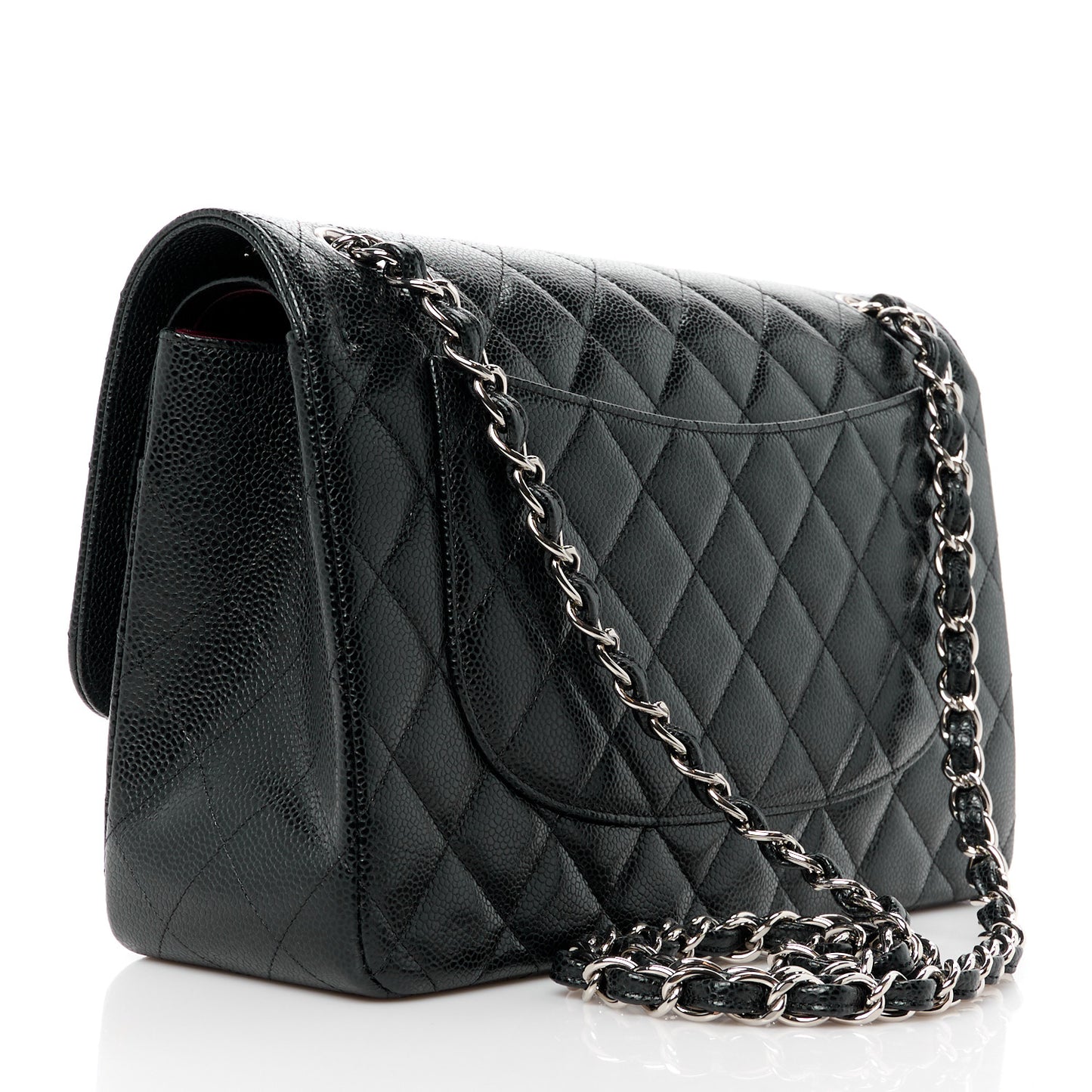Caviar Quilted Jumbo Double Flap Black