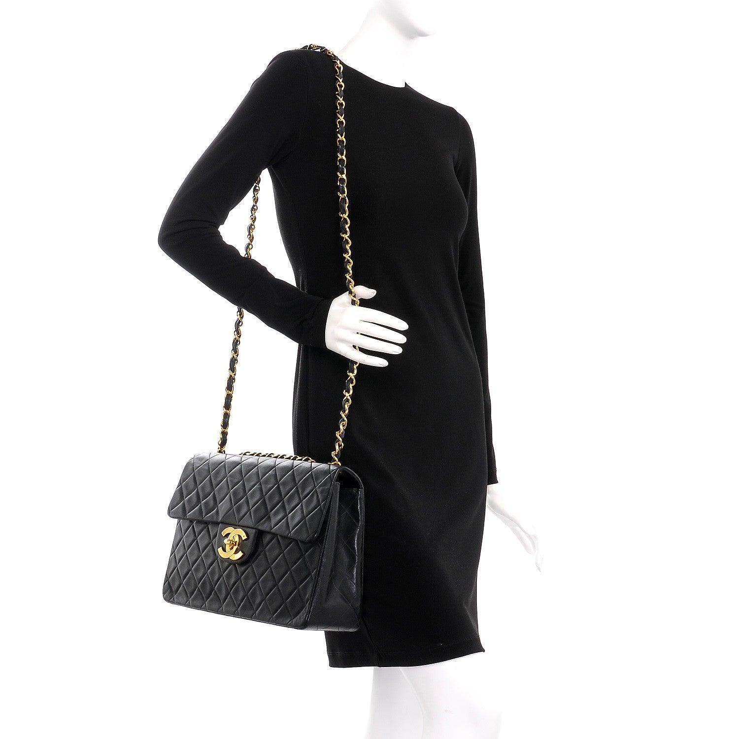 Chanel Lambskin Quilted XL Jumbo Single Flap Black 2 of 13
