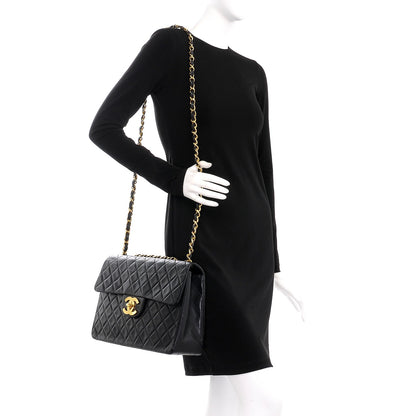 Chanel Lambskin Quilted XL Jumbo Single Flap Black 2 of 13