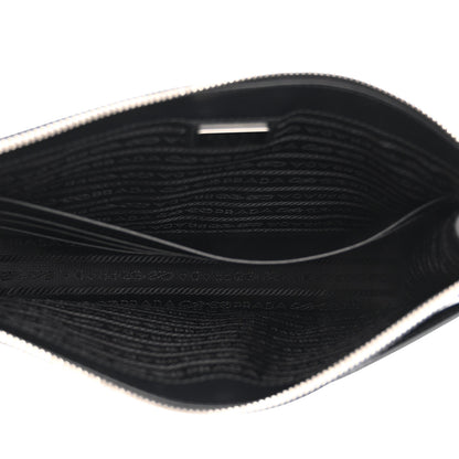Prada Saffiano Travel Metal Triangle Logo Wristlet Pouch Black 6 of 10