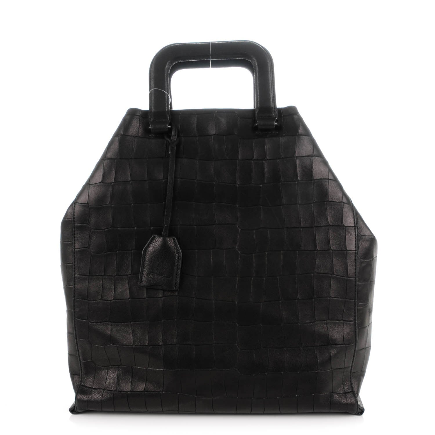 3.1 Phillip Lim 3.1 Calfskin Crocodile Embossed Wednesday Trapezoid Tote Black 1 of 7