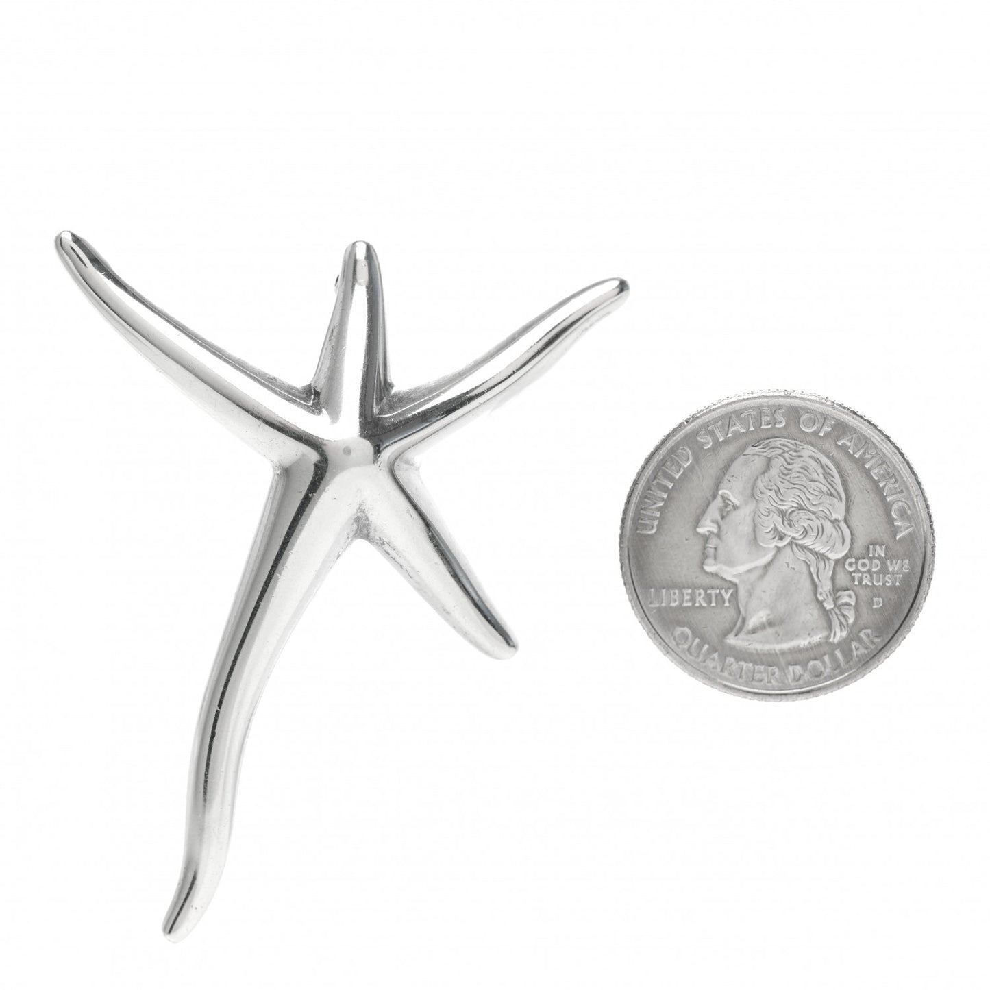 Sterling Silver Extra Large Starfish Brooch Pin