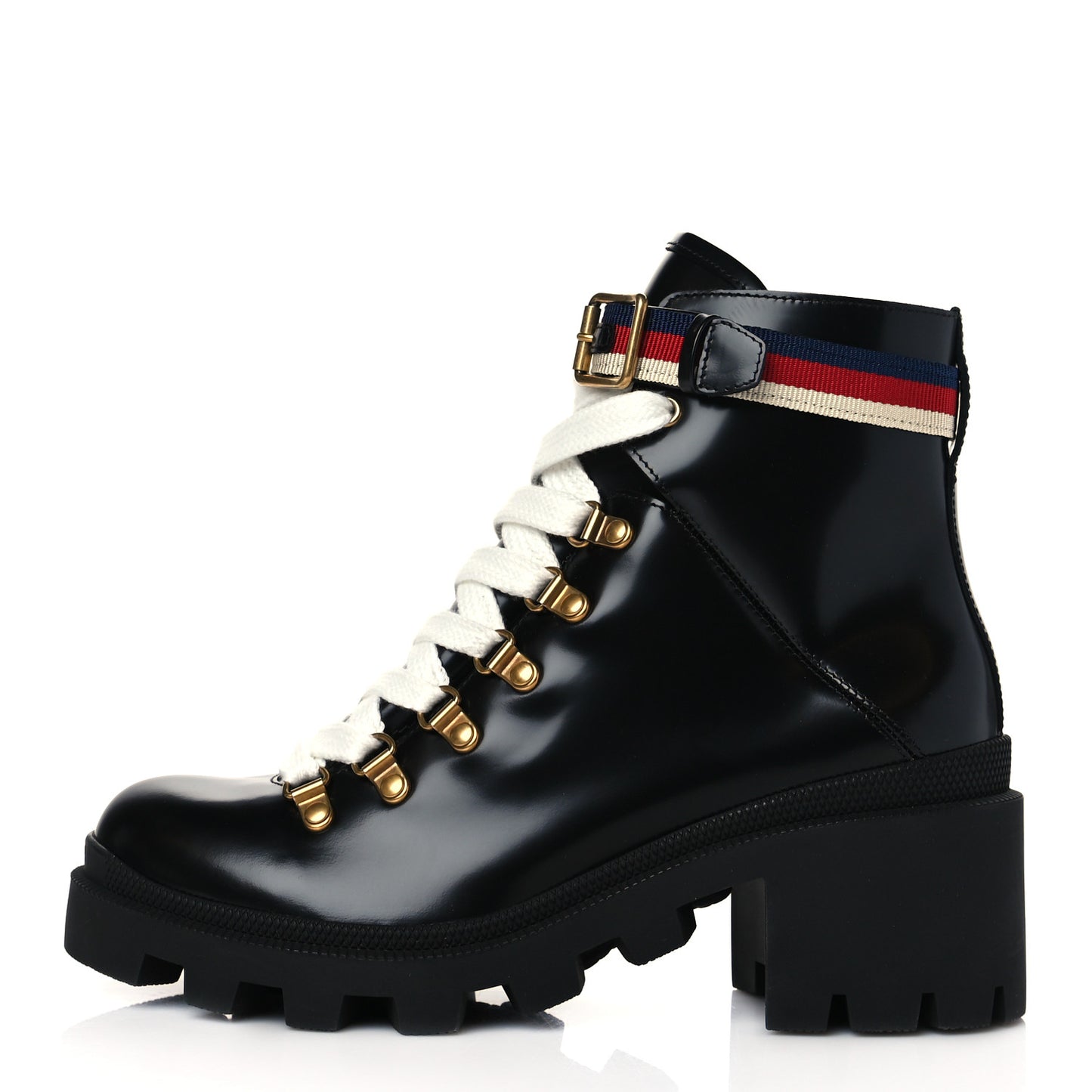 Calfskin Sylvie Web Womens Lace Up Combat Boots 38 Black