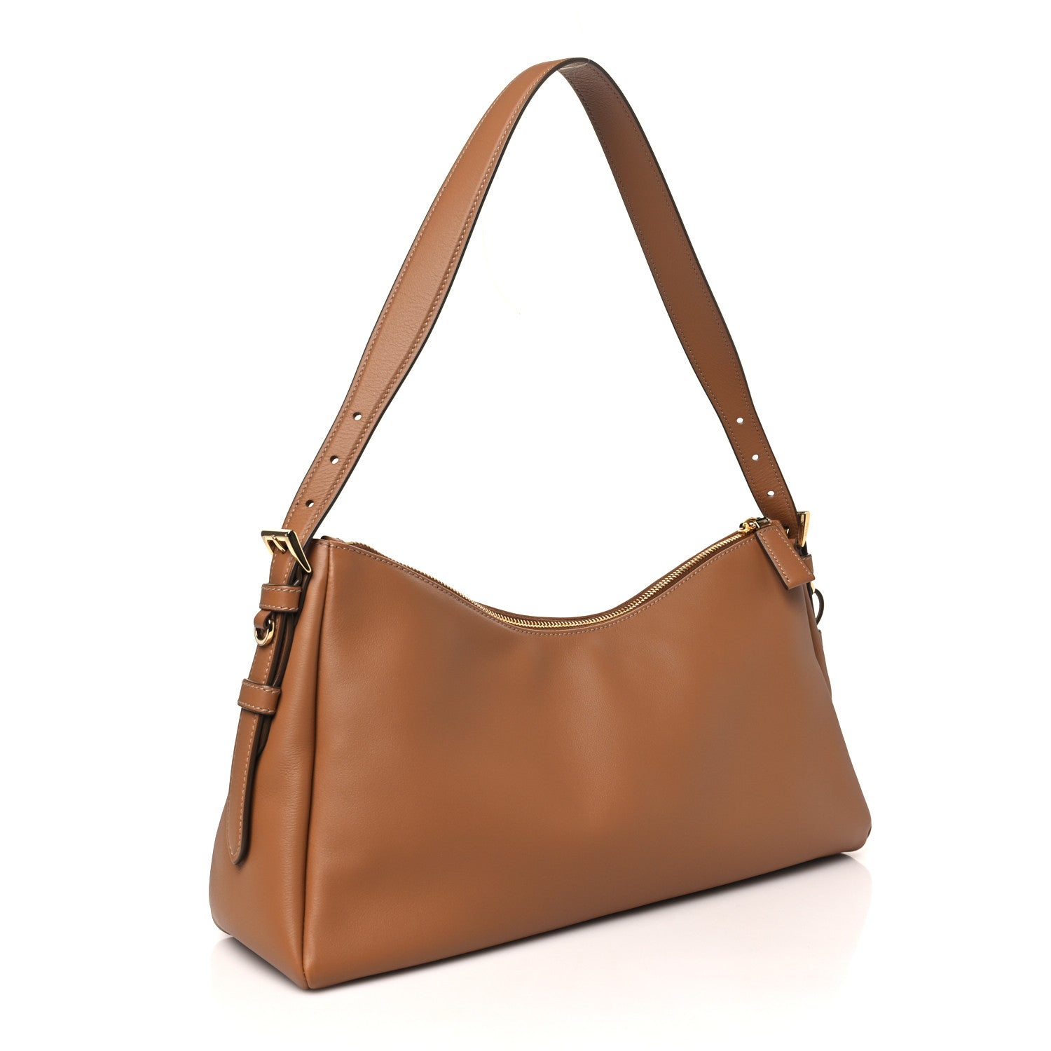 Prada Soft Calfskin Large Aimée Shoulder Bag Caramel 3 of 10