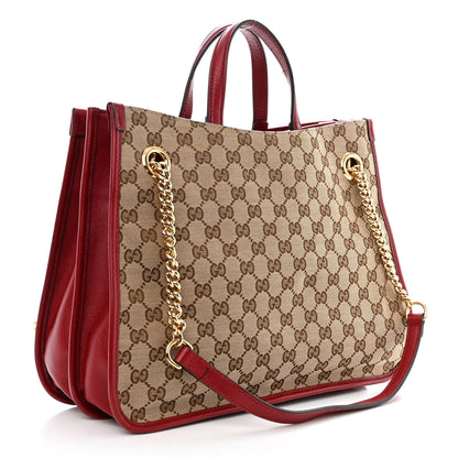 Gucci Monogram New Sakai Calfskin Lux Medium Horsebit 1955 Tote Bag Beige Ebony New Cherry Red 3 of 12