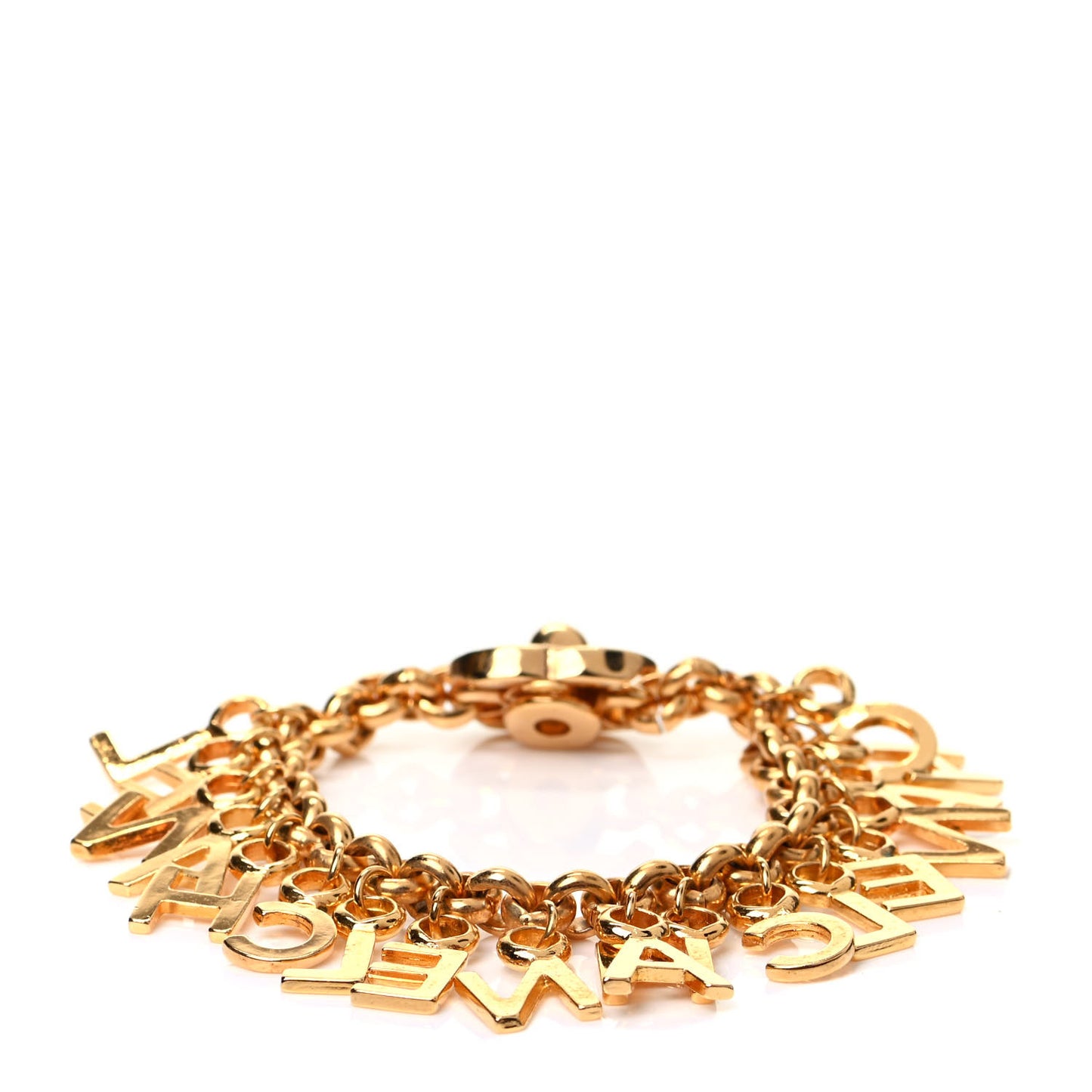 Metal Logo Charm Bracelet Gold