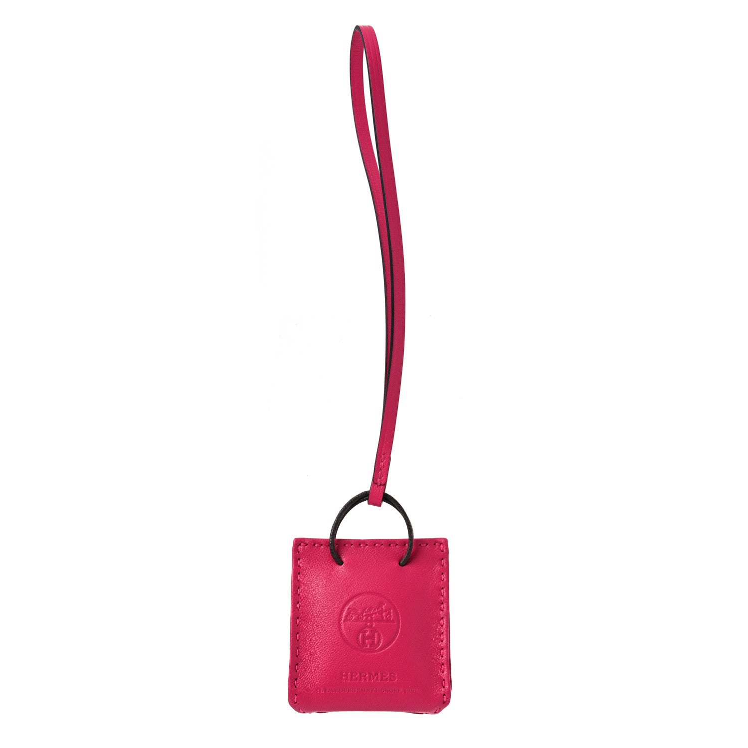 Hermes Milo Lambskin Swift Shopping Bag Charm Rose Mexico 1 of 4