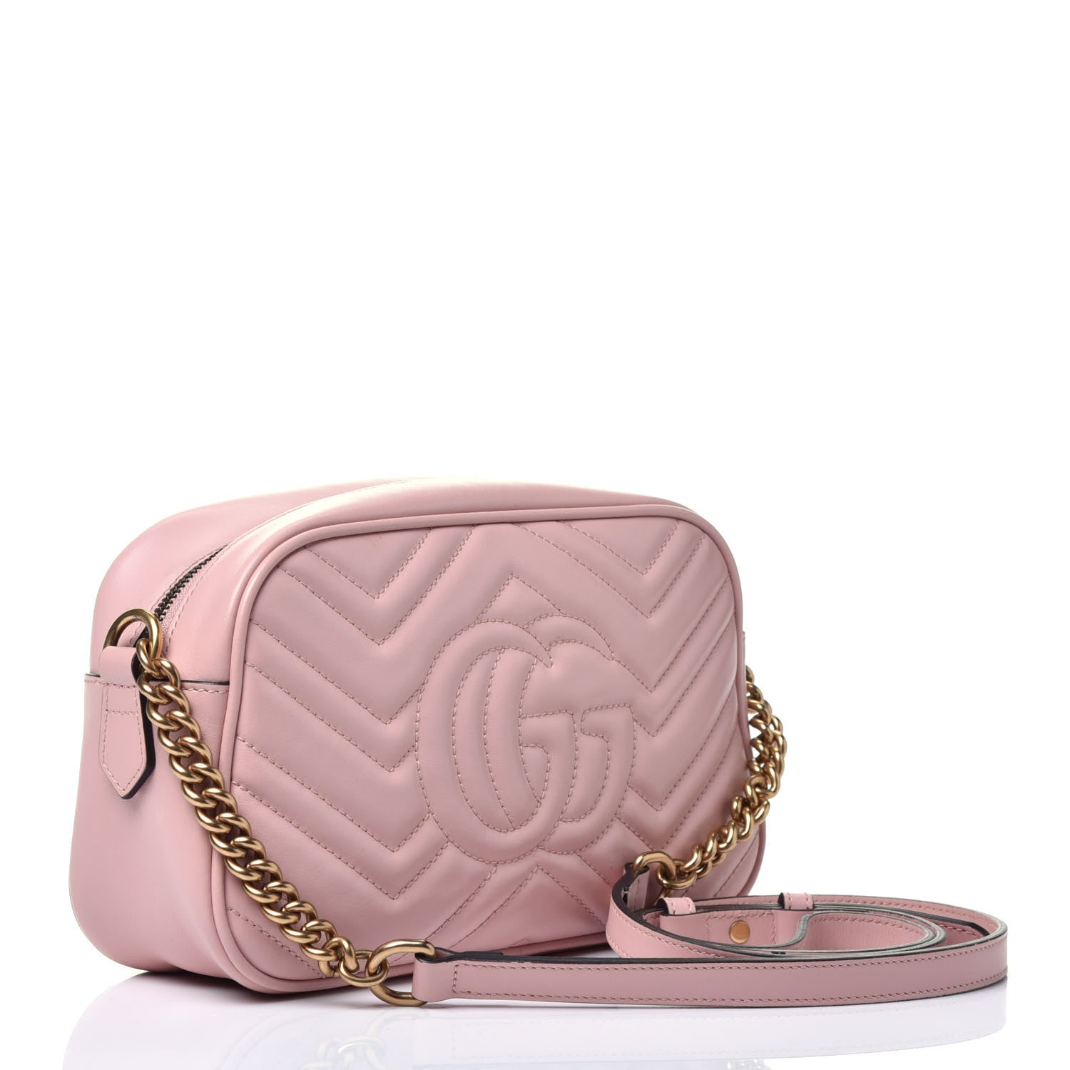 Gucci Calfskin Matelasse Small GG Marmont Chain Shoulder Bag Perfect Pink 3 of 9