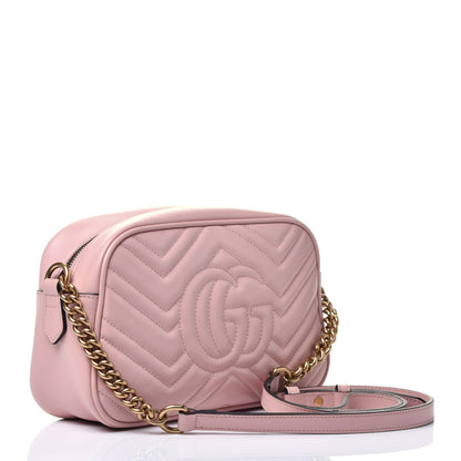 Gucci Calfskin Matelasse Small GG Marmont Chain Shoulder Bag Perfect Pink 3 of 9
