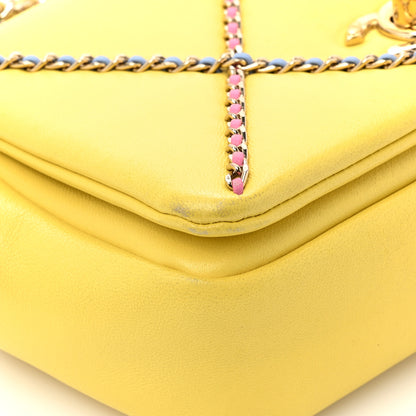 Chanel Lambskin Small Entwined Chain Flap Yellow Multicolor 14 of 21