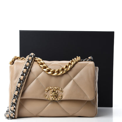 Chanel Lambskin Quilted Medium Chanel 19 Flap Dark Beige 11 of 11