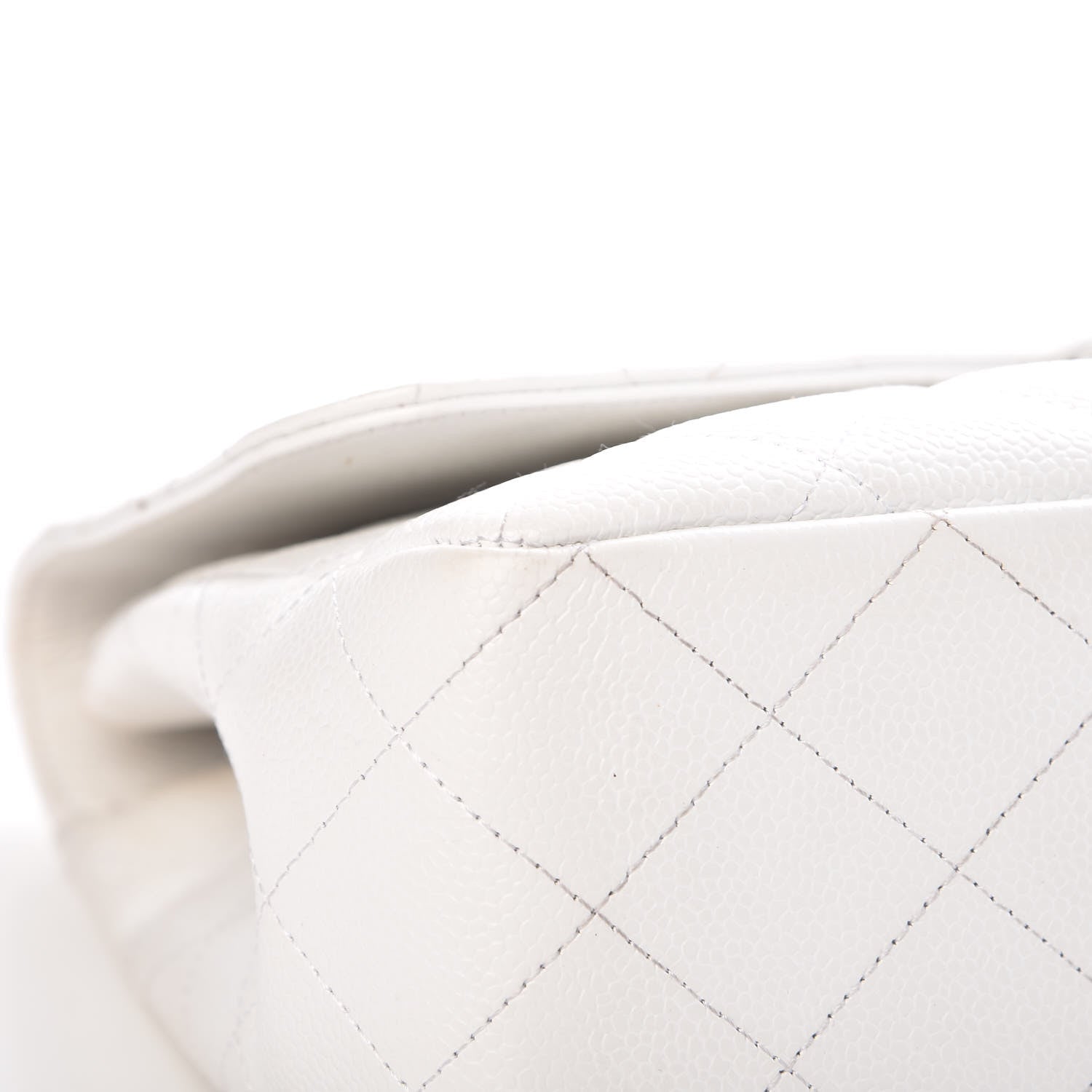 Chanel Caviar Quilted Jumbo Single Flap White 10 of 17
