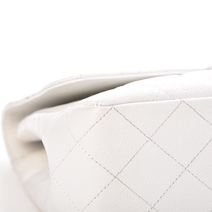 Chanel Caviar Quilted Jumbo Single Flap White 10 of 17