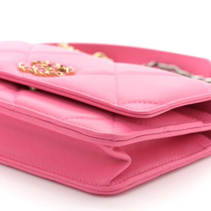Chanel Lambskin Quilted Chanel 19 Wallet On Chain WOC Pink 9 of 10