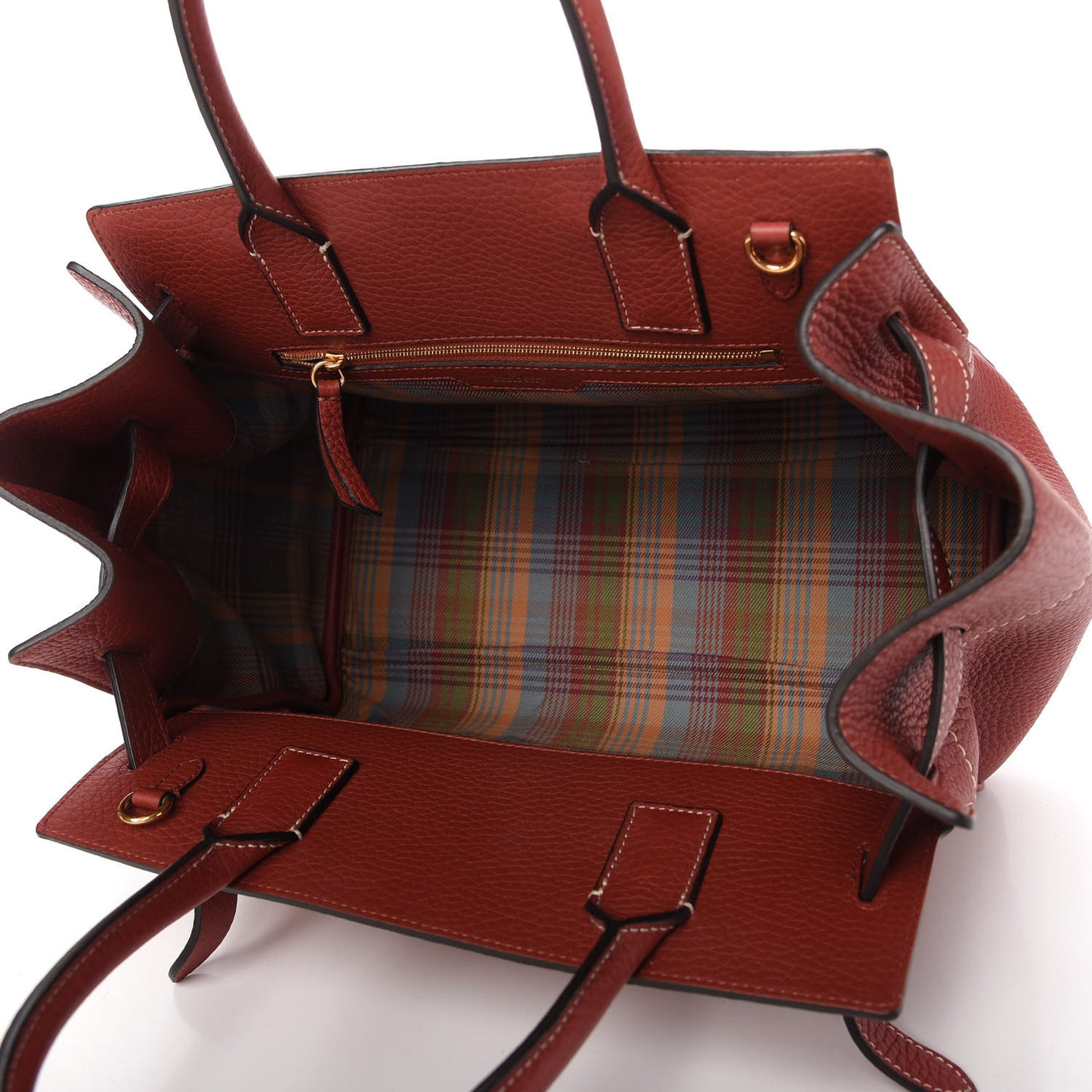 Classic Grain Calfskin Belted Bayswater Tote Rust