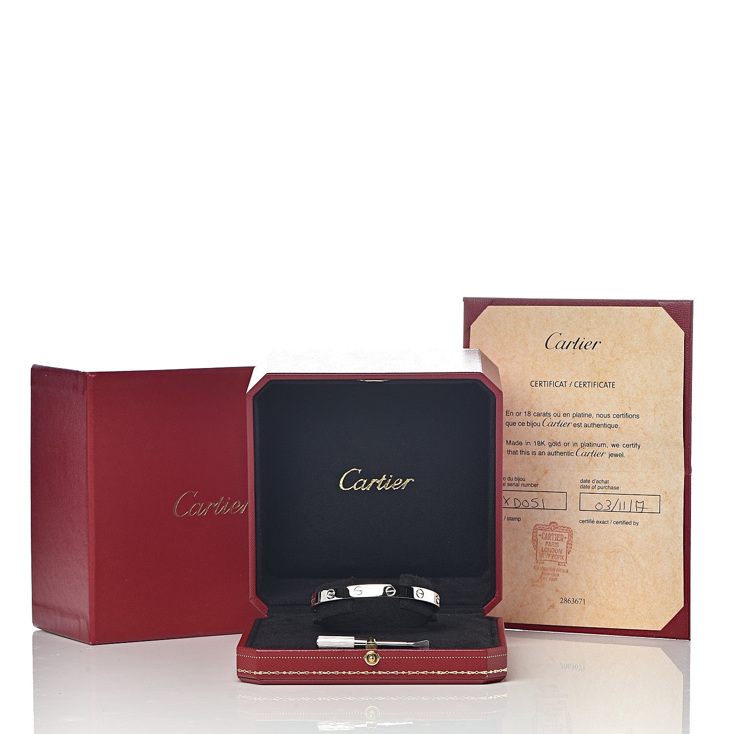Cartier 18K White Gold LOVE Bracelet 17 8 of 8