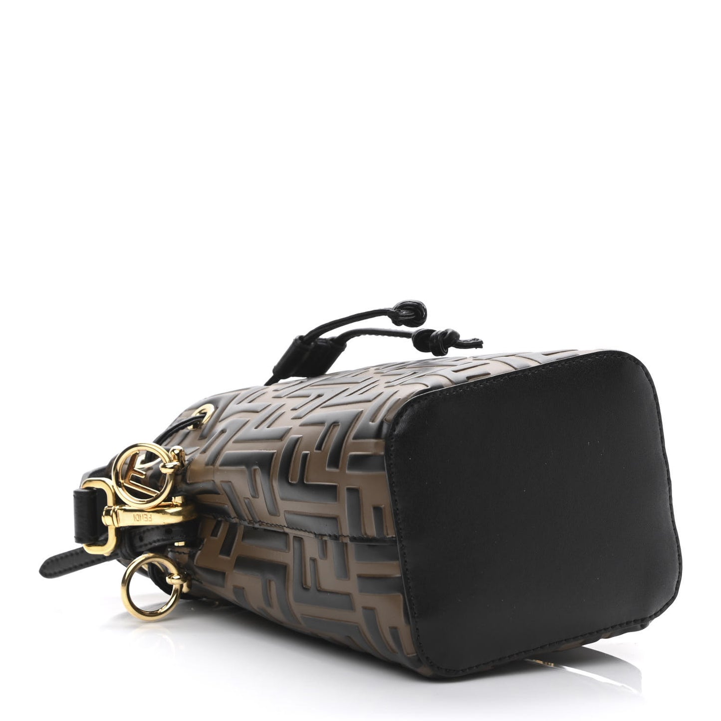 Vitello Liberty F is Fendi Bi-Color FF 1974 Embossed Mini Mon Tresor Bucket Bag Maya Black