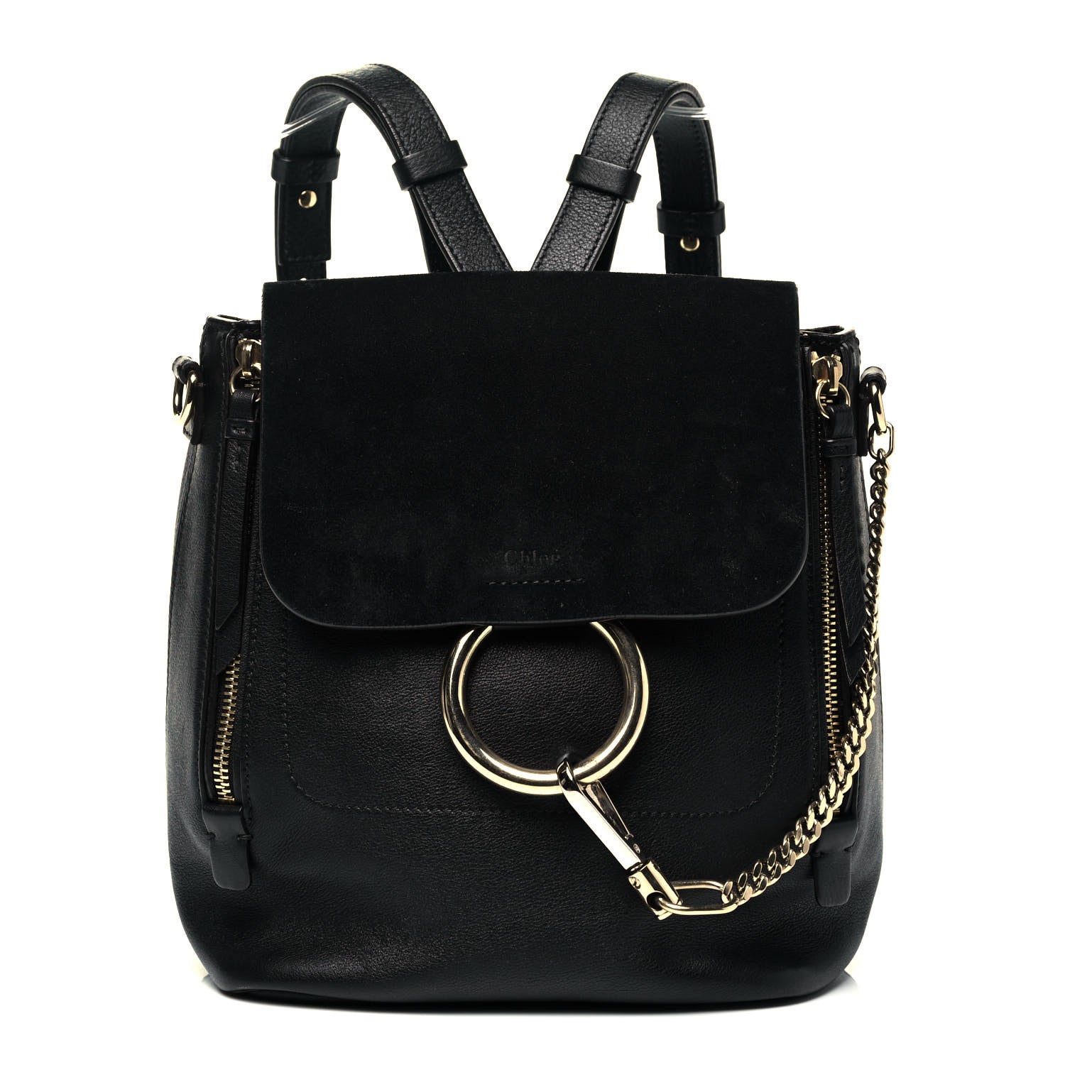 Chloe Suede Calfskin Small Faye Backpack Black 1 of 9