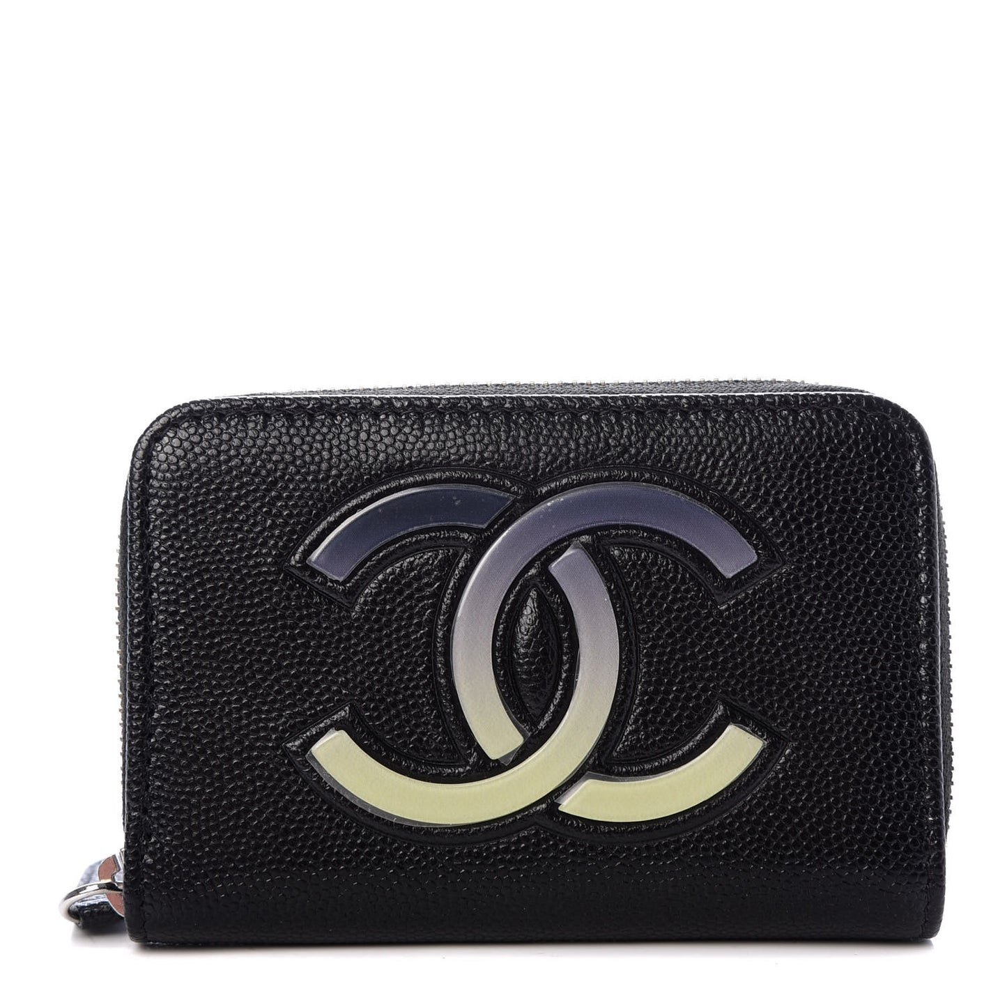 Caviar CC Small Zip Around Coin Purse Black Blue Green
