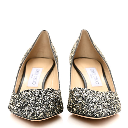 Jimmy Choo Glitter Pointy Toe Romy 60 Pumps 38.5 Gold Mix 2 of 8
