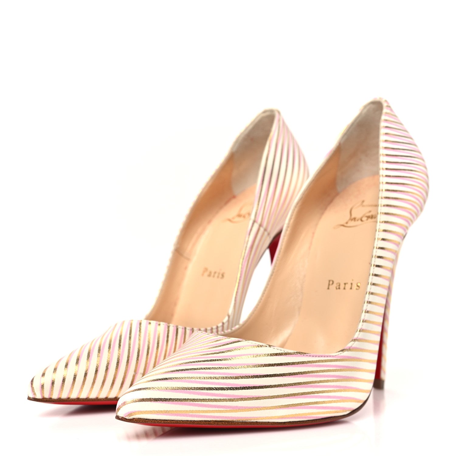 Christian Louboutin Calfskin RayOfLight So Kate 120 Pumps 37.5 Snow Oro 4 of 9