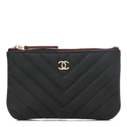 Chanel Caviar Chevron Quilted Small Cosmetic Case Black 1 of 8