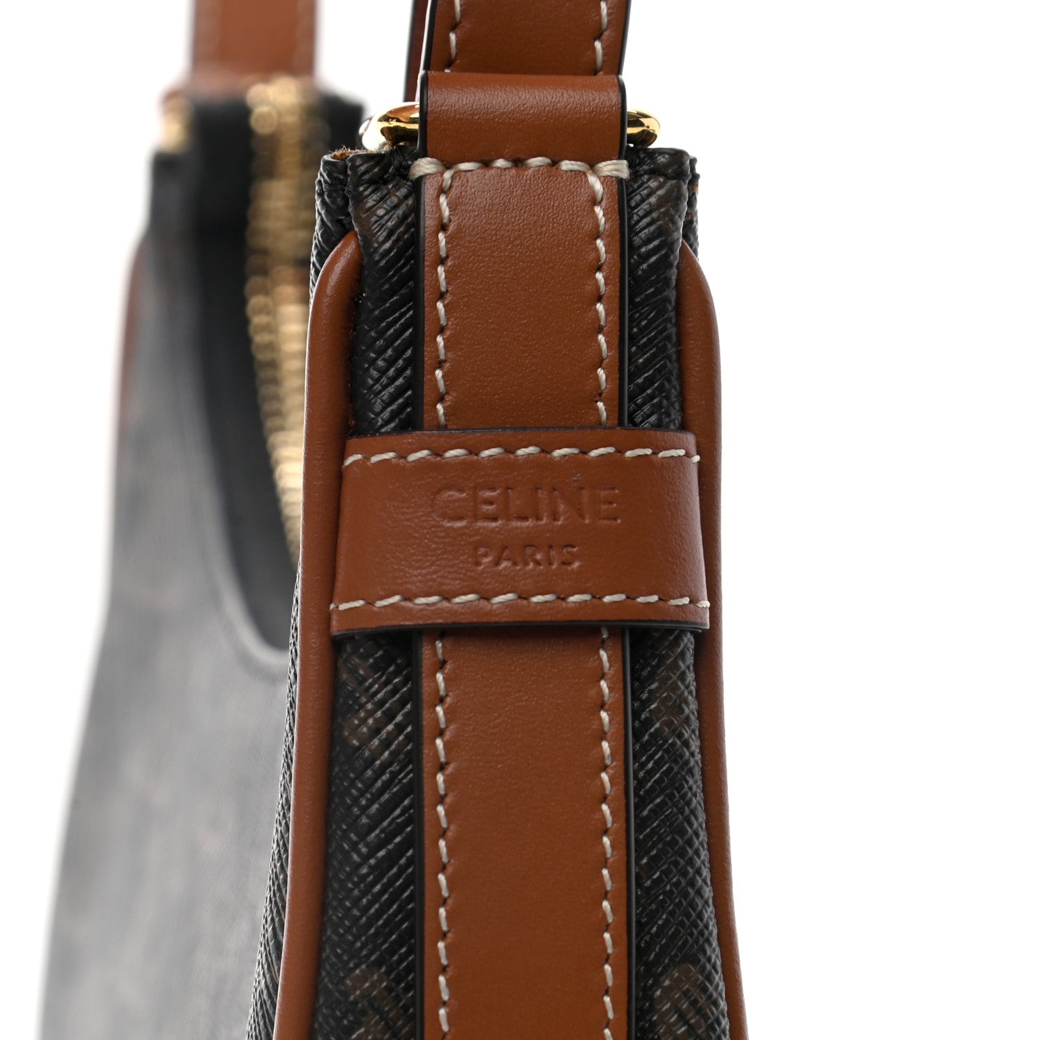 Celine Canvas Calfskin Mini Ava Triomphe Shoulder Bag Tan 6 of 7