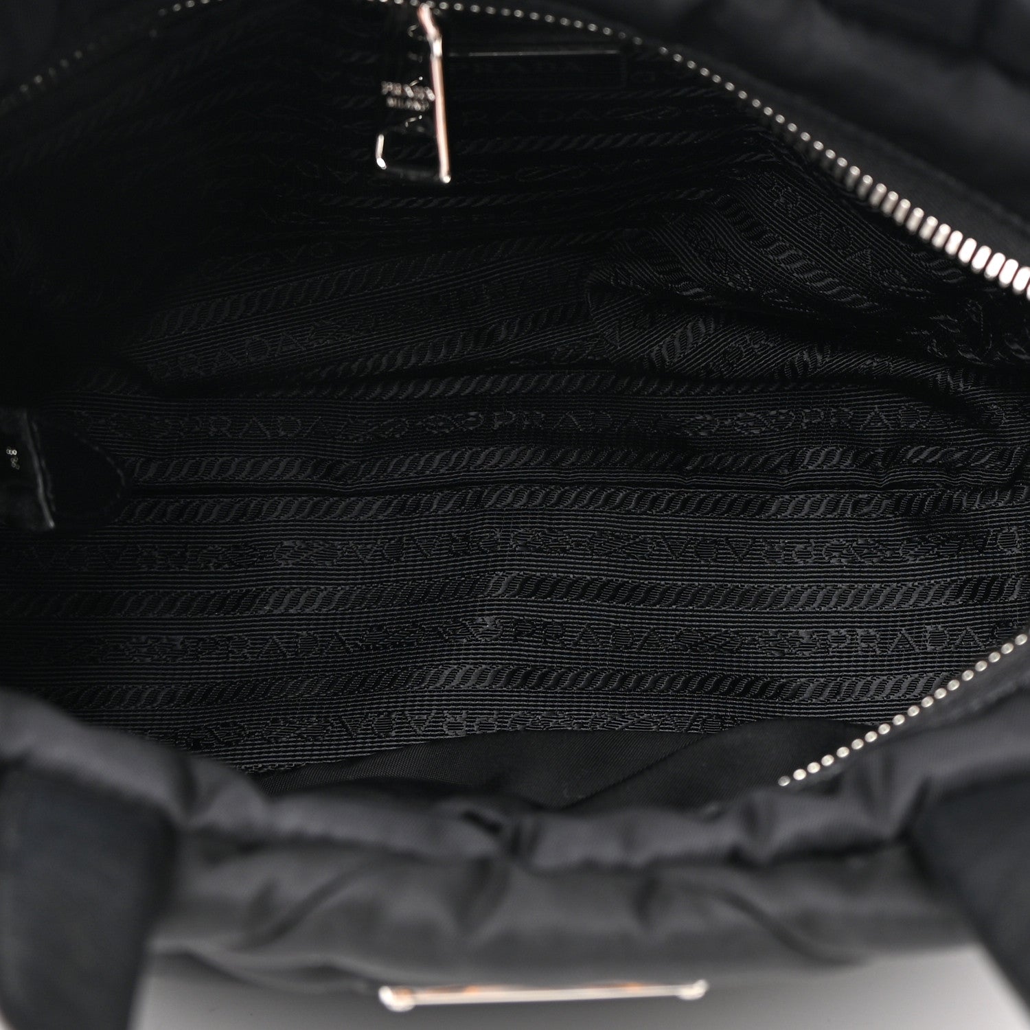 Prada Re-Nylon Nappa Triangle Quilted Padded Double Handled Zip Pocket Tote Black 4 of 8