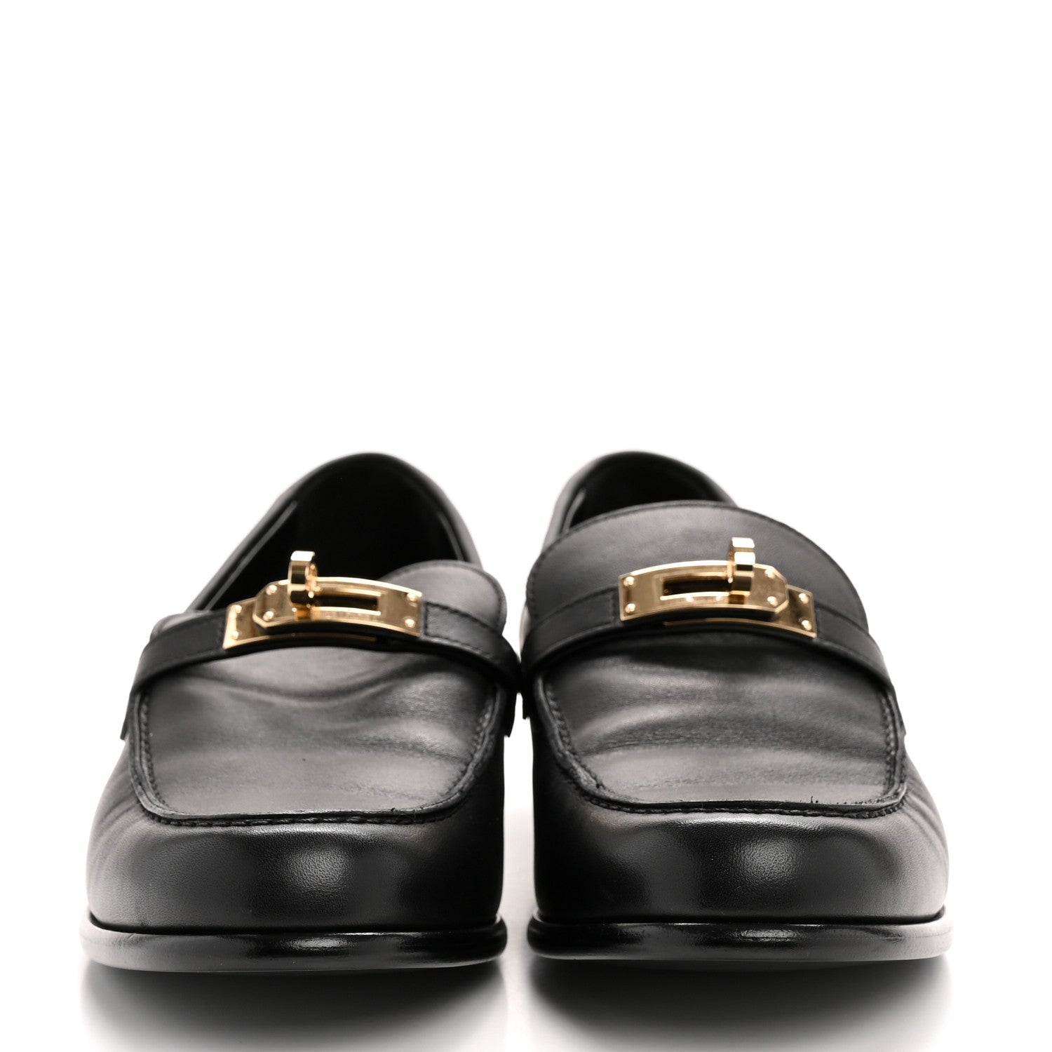 Hermes Calfskin Womens Destin Loafers 39 Black 3 of 11