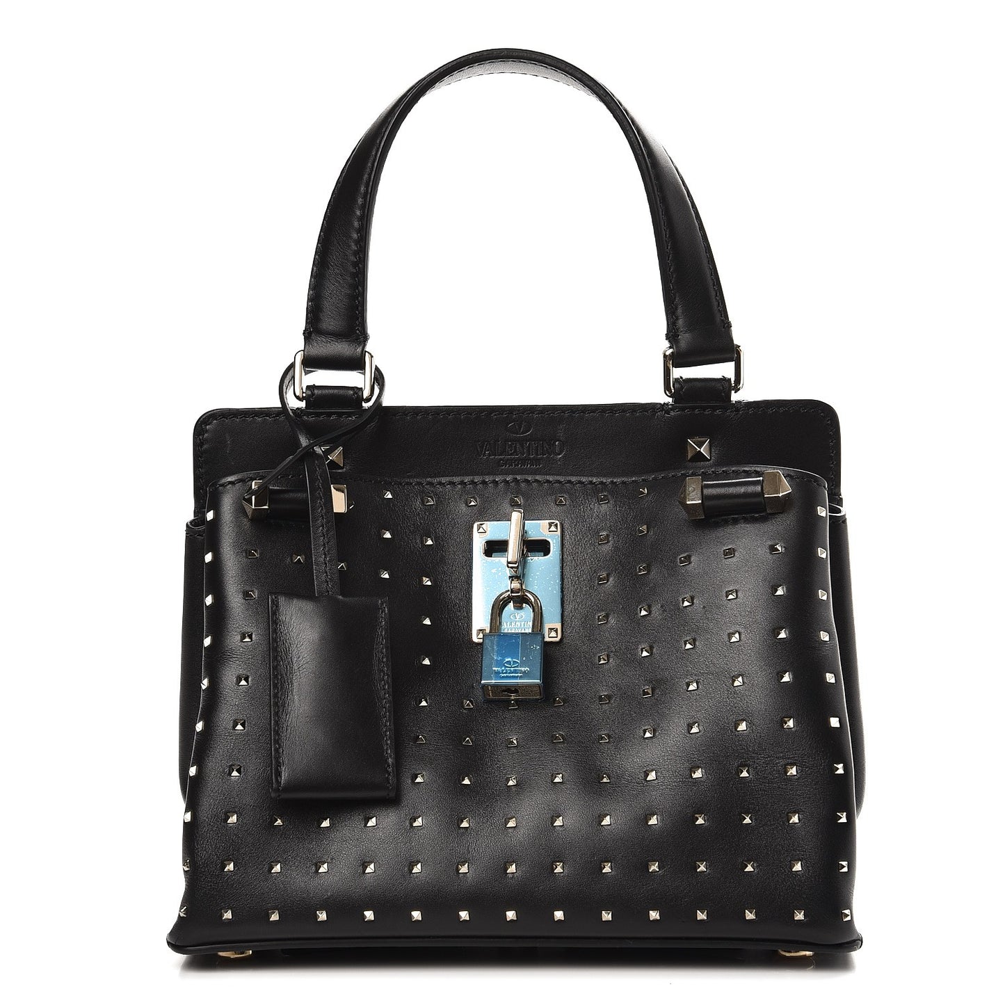 Calfskin Studded Small Joylock Satchel Black