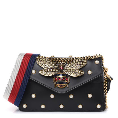 Gucci Nappa Pearl Studded Mini Queen Margaret Broadway Shoulder Bag Black 1 of 10