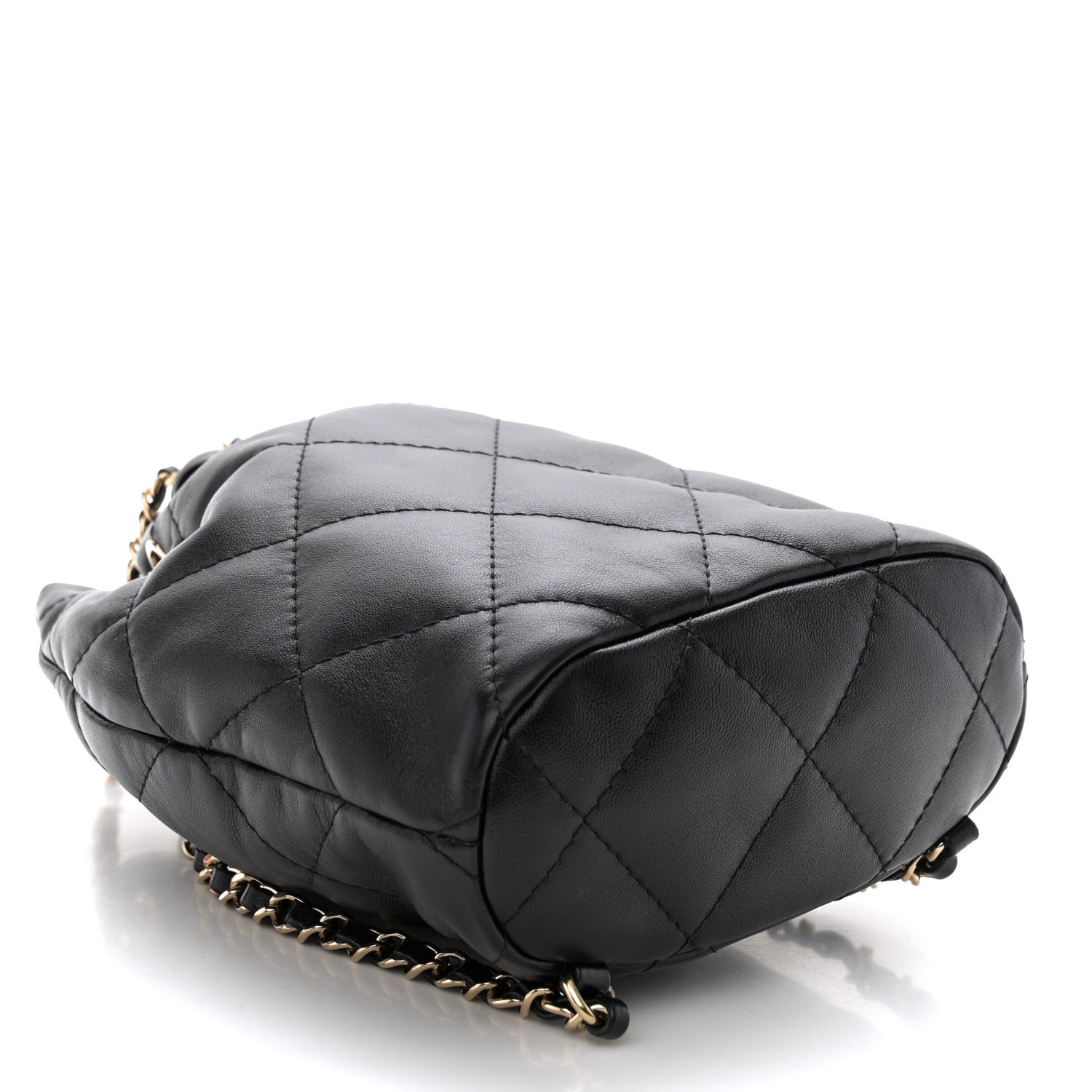 Chanel Shiny Lambskin Quilted Drawstring Backpack Black 4 of 13