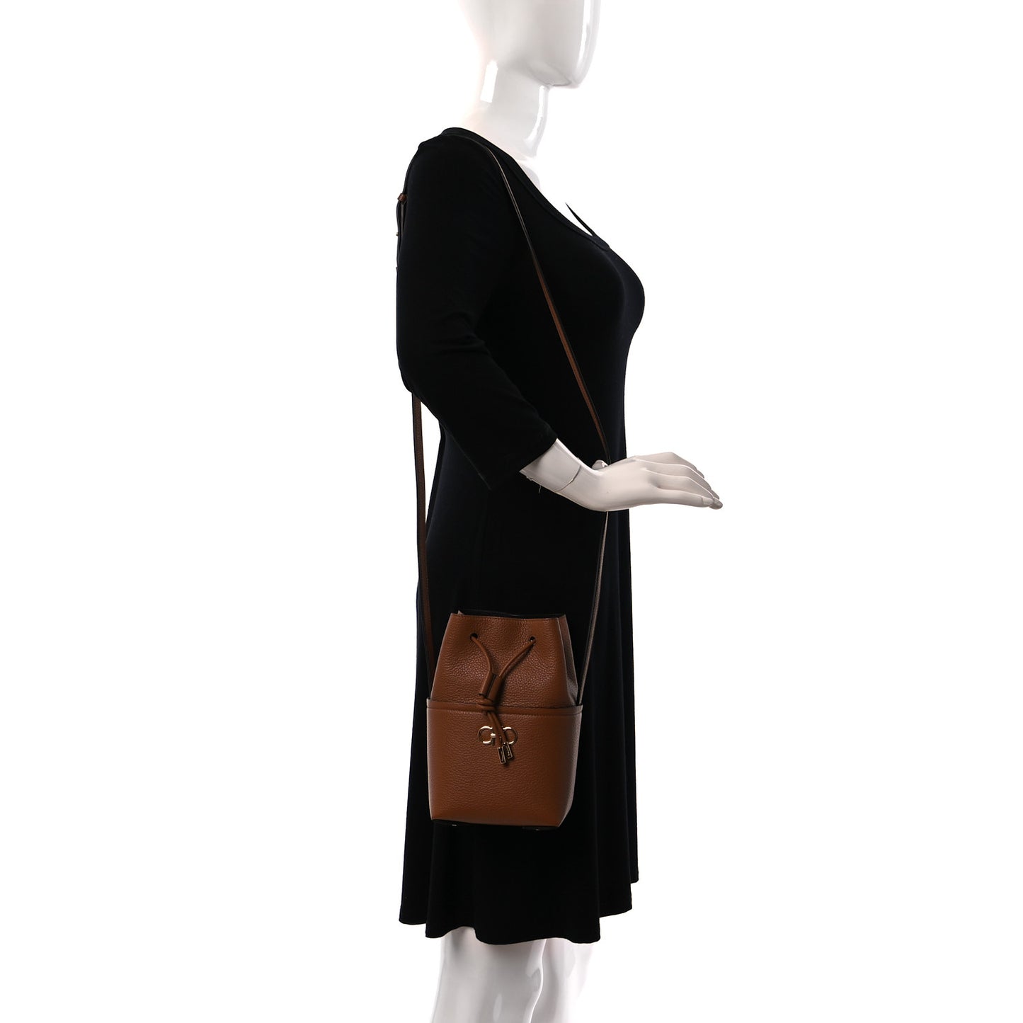 Grained Calfskin Mini Gancino Bucket Bag Sella