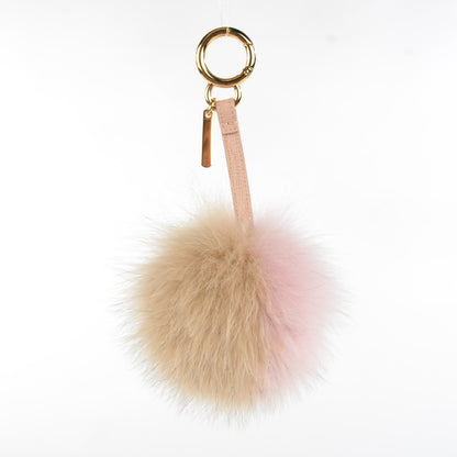 Fendi Fox Fur Vitello Elite Bi-Color Pom Pom Bag Charm Rosa Cammello Cipria 3 of 6