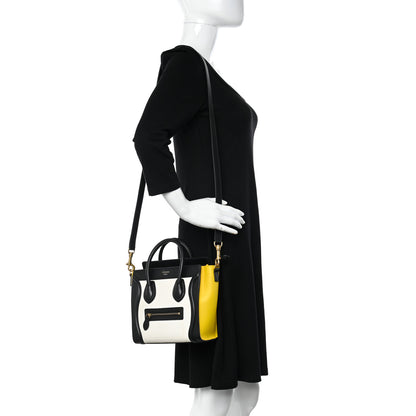 Celine Elephant Calfskin Nano Tri-Color Luggage Yellow 2 of 9