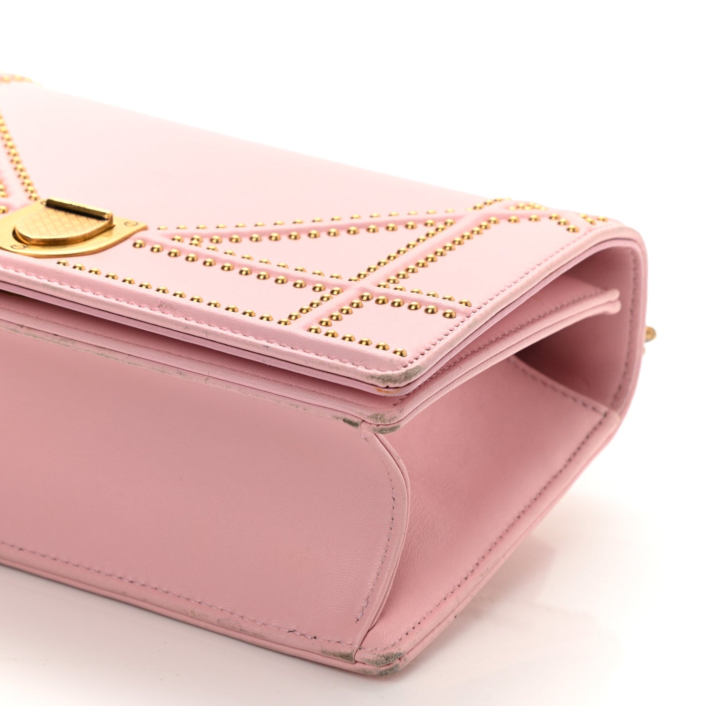 Lambskin Studded Small Diorama Flap Bag Pink