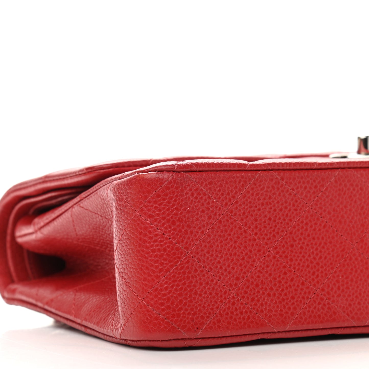 Caviar Quilted Medium Double Flap Red