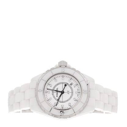 Chanel Stainless Steel Ceramic Diamond 33mm J12 Quartz Watch White 2 of 4