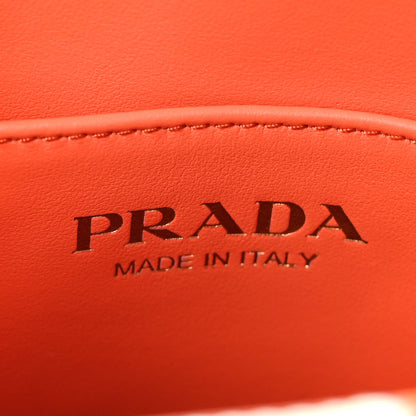 Prada Jacquard Saffiano Triangolo Symbole Embroidered Micro Tote Orange White 6 of 9