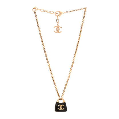 Chanel Metal Resin CC Handbag Pendant Necklace Gold 3 of 6