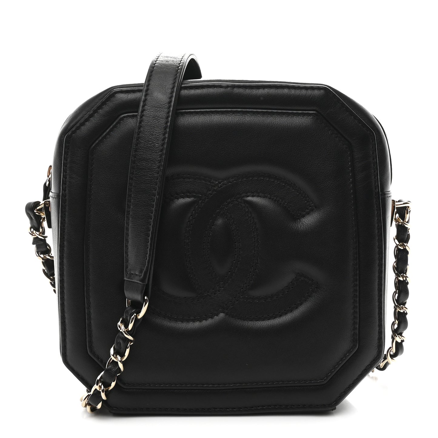 Calfskin CC Clock Camera Case Black
