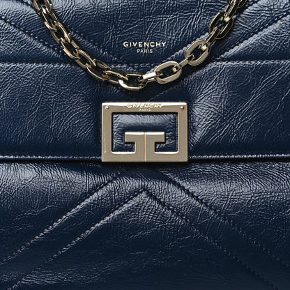 Givenchy Creased Patent Calfskin Medium ID Flap Navy Blue 7 of 9