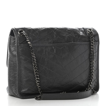 Saint Laurent Crinkled Calfskin Matelasse Monogram Medium Niki Chain Satchel Asphalt 2 of 10